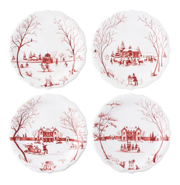 Country Estate Winter Frolic Party Plate Assorted Set/4