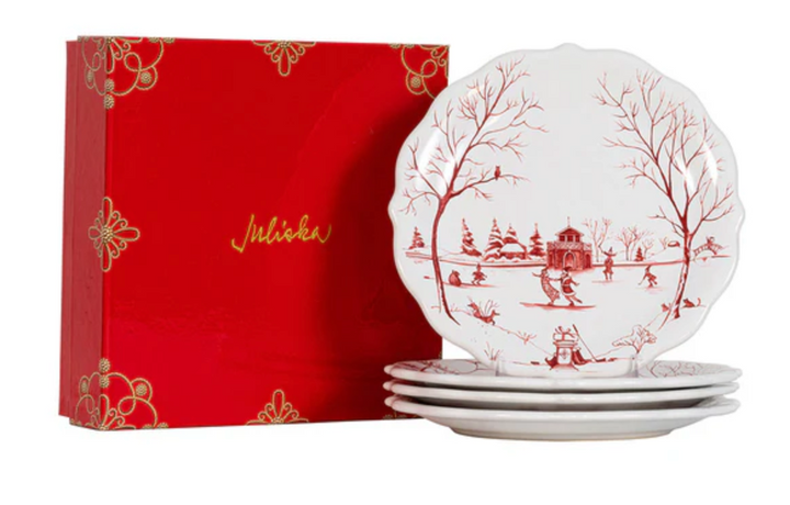 Country Estate Winter Frolic Party Plate Assorted Set/4