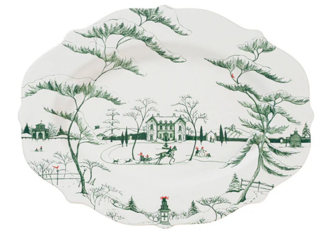 Country Estate Winter Frolic 18" Platter - Evergreen